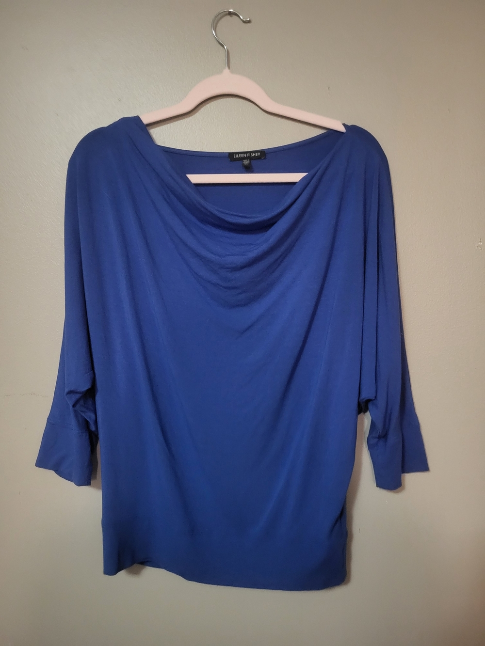 Eileen Fisher Royal Blue Draped Boatneck Dolman Top XS